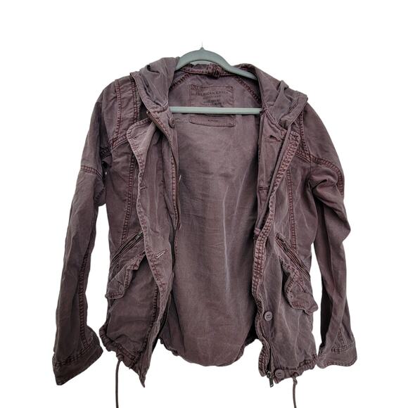 American Eagle Outfitter Utility Cotton Purple Vintage Wash Jacket Women Sz S - Picture 4 of 9